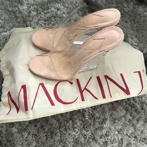 MACKIN J Women's Clear Wedge Open Toe Slip On sz8
